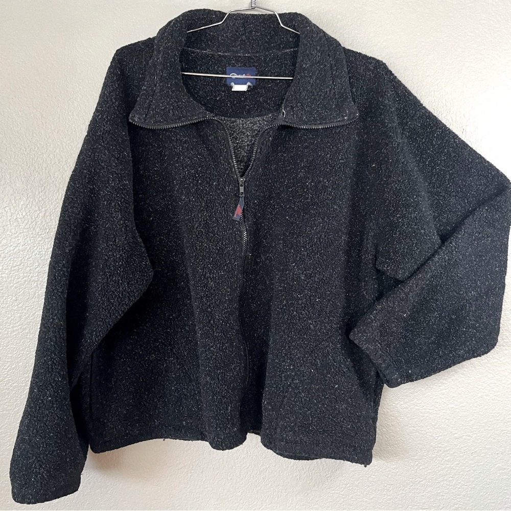 Catalina Black Textured Half-Zip Jacket